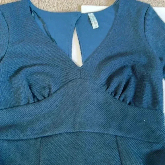 Free People textured fit and flare turquoise green dress size small - Picture 2 of 6